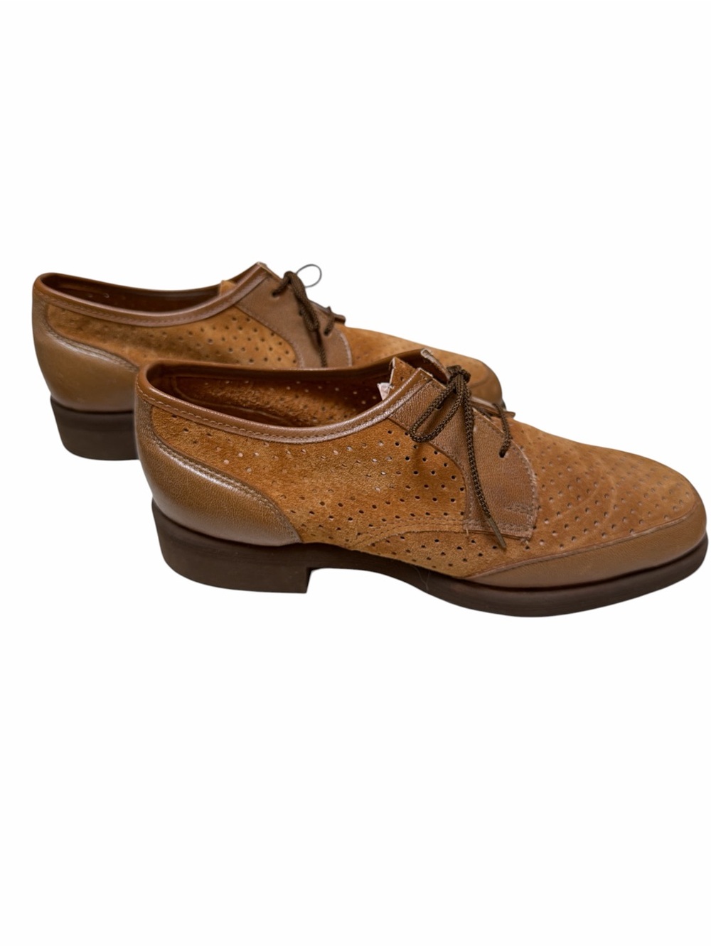 Hush Puppies Vintage Leather Oxfords Men’s 7M Brown Perforated Lace Up Shoes - Picture 9 of 15